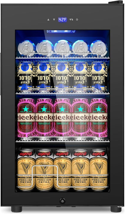 17Inch Beverage Refrigerator and Cooler Freestanding, 96 Cans Mini Fridge