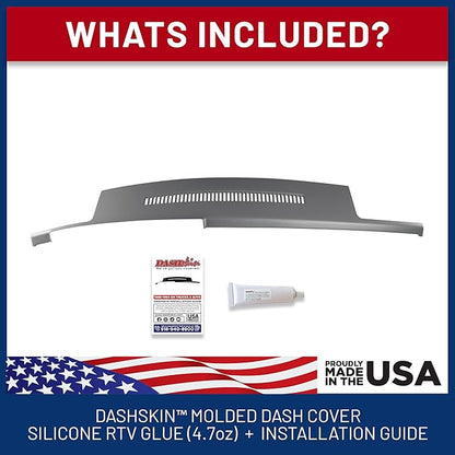 DashSkin Dash Cover Compatible with 1988-1994 C1500 C2500 C3500 K1500 K2500 K3500 Silverado Sierra Tahoe Yukon Suburban in Dark Grey (AKA Bluish Grey) - Hard Molded Plastic Dashboard Cap