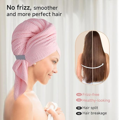 YHPDYL Microfiber Hair Towel Wrap Turban 2 Pack Large | Super Absorbent Quick Dry & Anti-Frizz for Women with Curly Hair | 27.5" x 39.4" Hair Towel Cap