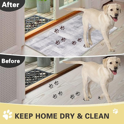 COMSLE Door Mat, Front Door Mat Indoor for Entrance Faux Wool Absorbent Non Slip Modern Throw Rug for Entryway Hallway Muddy Paws - Pet Friendly, 20x32 Inches,Gray Machine Washable