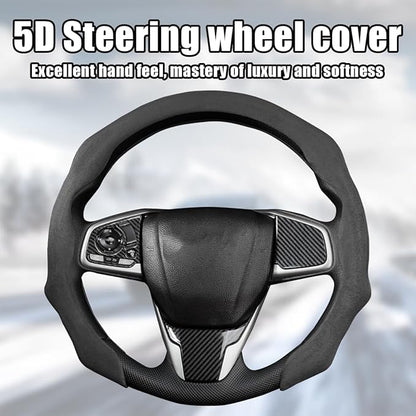 Mandark Car Steering Wheel Cover, Suede Sport Vehicle Steer Wheel Protector Fitting 15 Inch, Non-Slip Comfortable Automotive Interior Decoration Accessories, Universal for Most Cars (Black)