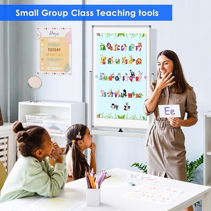 Magnetic Mobile White Board, 48 x 24 Double Sided Dry Erase Board Rolling