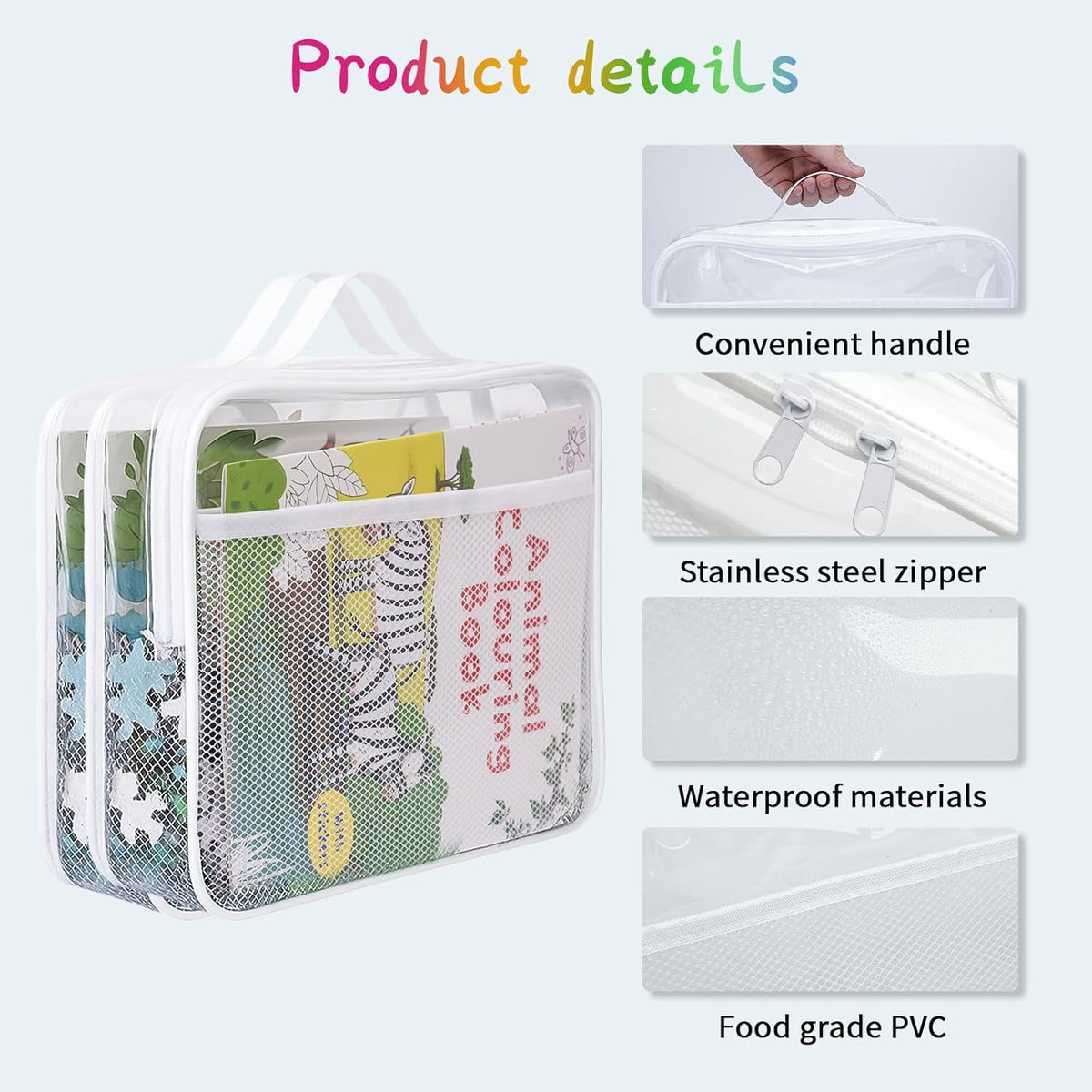 Large Kids Toy Storage Bag - Durable Waterproof Foldable Organizer, Portable Playroom Cleanup Solution for Toys, Books, Art Supplies (Eco-Friendly Material, White
