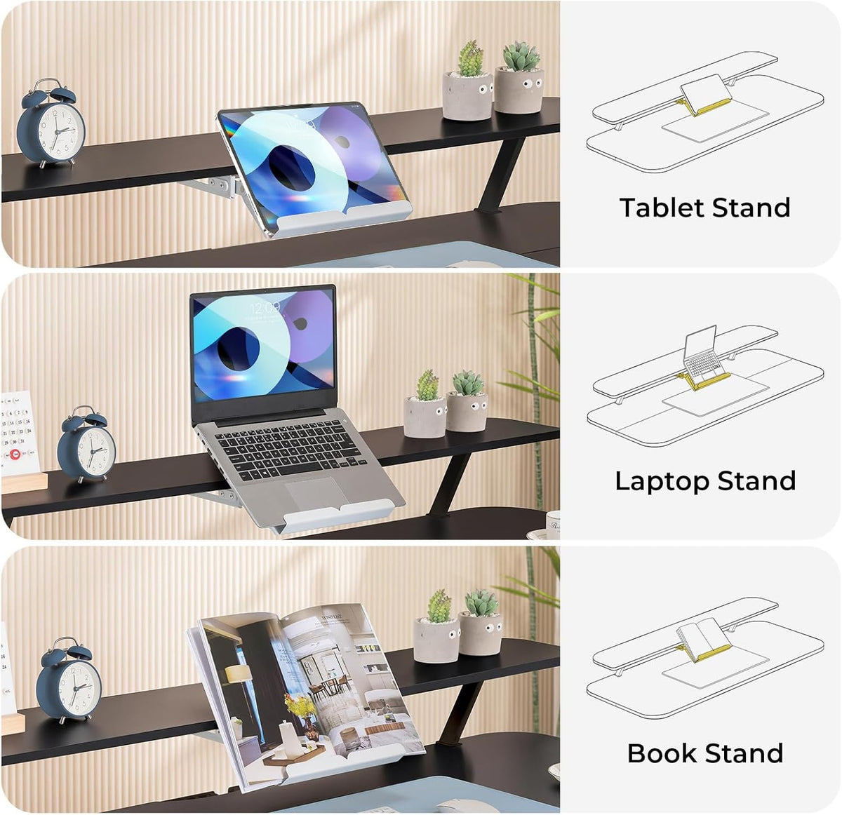 COMHOMA Electric Standing Desk with Drawers, 48 x 24'' Sit Stand up Desk with Monitor Stand, Laptop Stand, Height Adjustable Ergonomic Home Office Computer Desk with Memory Preset Controller (Black)
