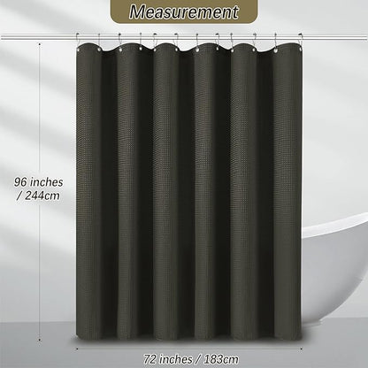 PANGSINNE Extra Long Waffle Weave Shower Curtain 96 Inch Length Heavy Duty Shower Curtain for Bathroom, Machine Washable Water Resistant 256GSM Modern Shower Curtains with 12 Hooks, 72Wx96H Brown