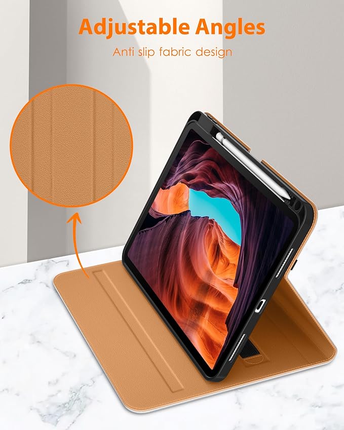 DTTO for iPad (A16) 11th Generation Case 11 Inch 2025, iPad 10th Generation Case 10.9 Inch 2022, Premium Leather Business Folio Stand Cover with Pencil Holder - Auto Wake/Sleep, White