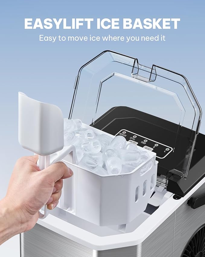 Silonn Ice Maker Countertop, Stainless Steel Portable Ice Machine