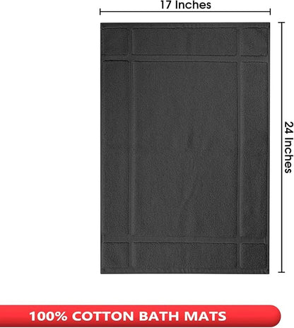Ample Decor Cotton Bath Mats 24 X 17 Inches, 1350 GSM Oeko Tex Certified Solid Construction Thick & Plush, for Bathroom Floor, Shower – Grey