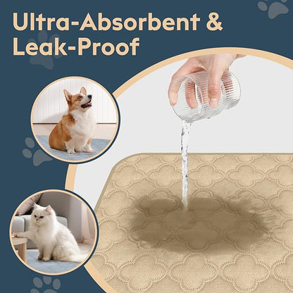 FunFurry Washable Pee Pads for Dogs - 2 Pack Reusable Waterproof Puppy Training Pads, Super Absorbent with Dog Paw Shape Non-Slip Backing (Cream, 36" X 36" - 2 Pack)