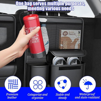 Car Trunk Organizer, Oxford Cloth Hanging Vehicle Backseat Storage Container Bag with 4 Pockets, Automotive Trunk Storage Hanger Organizer, Universal for SUV Van Sedan