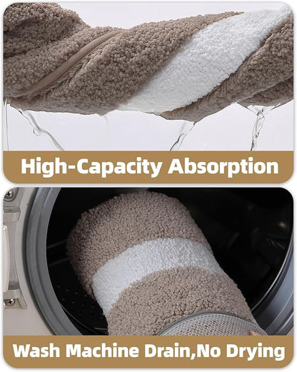 Color&Geometry Bathroom Rugs, Water Absorbent and Quick Dry Microfiber Bath Rugs-16"x24", Non-Slip, Machine Washable, Extra Soft Plush Bath Mats for Bathroom, Laundry Room, Dark Beige White