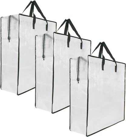 3 Pack Clear Storage Bags with Zipper and Handles, Blanket Bags For Closet Storage, Moving and Packing Supplies for College, Underbed Storage Organizer for Clothes Pillow Bedding Christmas Wreath