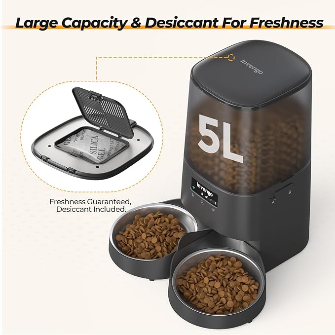 Automatic Cat Feeder with App Control, 5L Food Dispenser