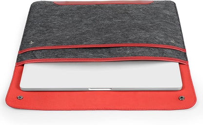 MegaGear Genuine Leather and Fleece MacBook Bag Laptop Sleeve for MacBook Pro and MacBook Air Case 14 Inch - 13 Inch (M4, M3, M2, M2, M1, Pro, Max) 13.3 Inch, iPad Pro 12.9 Inch - 2020 to 2024 Models