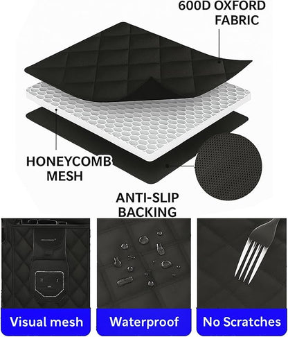 fidozen Dog Car Seat Cover, Universal Fit, Waterproof, Breathable, Machine Washable, Pet Hammock with Storage Pocket, Black (Black, Standard（Hard Extender）)