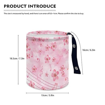 Music Cherry Blossom Car Garbage Can Mini Car Trash Bin Truck Organizer Auto Storage Bag Waterproof Portable Accessories Road Trip for Kids