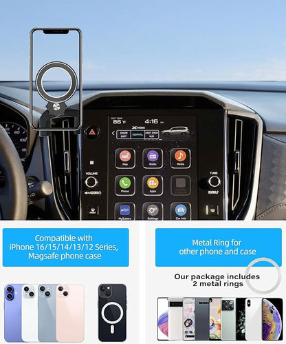 Magnetism Car Phone Holder for Subaru Forester 2025 2026 Accessories Compatible with MagSafe Hands-Free 360 Degree Rotation Adjustable Cell Phone Mount Does Not Affect Air Vent