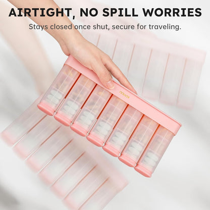 Weekly Pill Organizer 3X a Day, Detachable Pill Box 7 Day, Large 3 Times Daily Pill Case, Travel Pill Container Holder, Week Medication Dispenser Pillbox for Vitamin Supplement Medicine, Pink