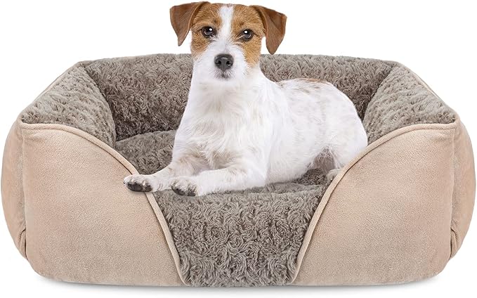INVENHO Medium Dog Bed for Large, Small Dogs - Rectangle, Washable, Orthopedic, Soft, Calming, Durable Pet Cuddler with Anti-Slip Bottom (M: 25"x21"x8")