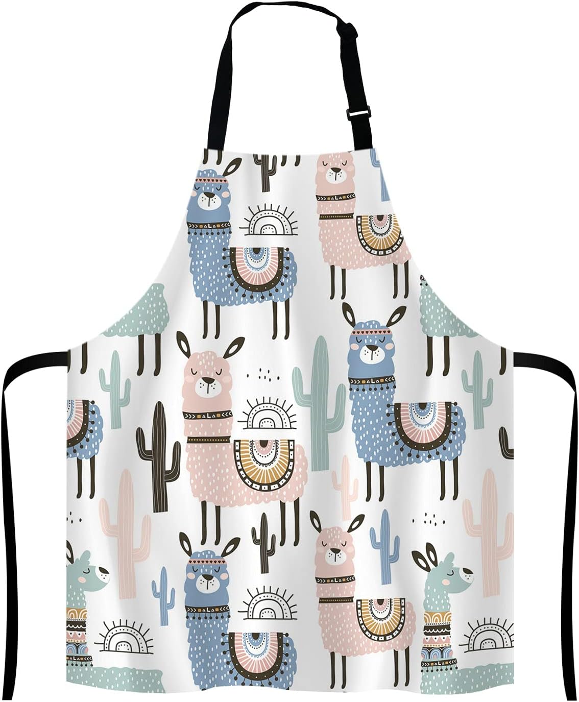 llama Kitchen Cooking BBQ Chef Apron, Cute Animal Alpaca with Cactus Apron for Men, Women - Dad Gifts, Gifts for Men - Birthday, Mothers Day Gifts for Mom, Wife, Husband, Brother, Friends