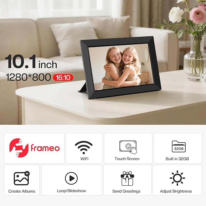 Frameo 10.1 Inch WiFi Digital Picture Frame, Smart Cloud Electronic Photo Frame