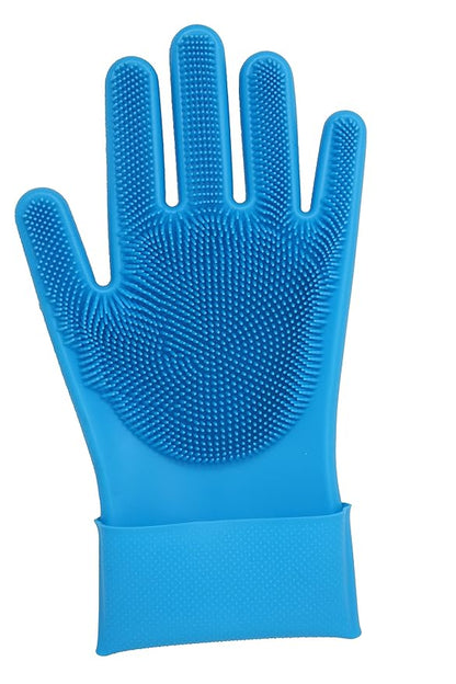 Tesmarks Pet Grooming Gloves - Hair Removal, Massage, and Bathing Shampoo Gloves in Blue