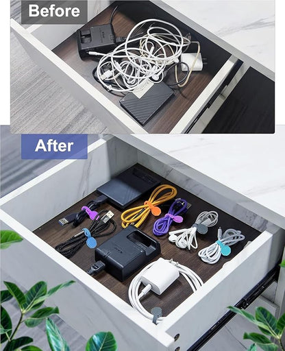 6 PCS Silicone Magnetic Cable Ties, Cable Clips Cord Organizer [1S] Management Cable Cords, Reusable Magnet Cable Organizer, Phone Cord Holder for Organizing, Bookmark Whiteboard Fridge Magnets etc