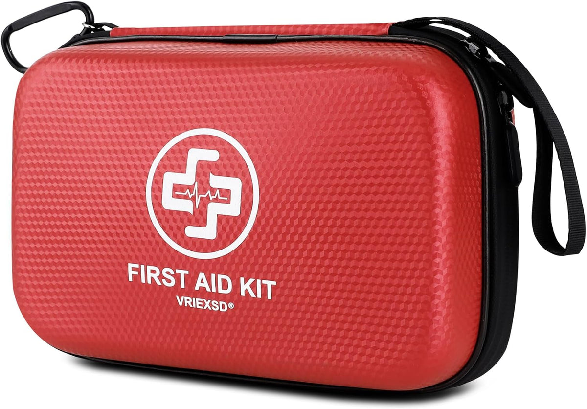 Premium First Aid Kit, 320 Piece Waterproof Hard Shell Eva First Aid Kit for Home, Camping, Cars, Hiking, Travel, Businesses & Outdoor Emergencies - Emergency Medical Kits (Red)