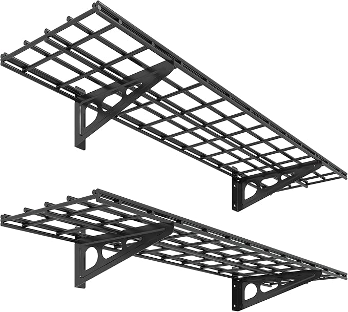 FLEXIMOUNTS 2-Pack 1x4ft 12-inch-by-48-inch Wall Shelf Garage Storage Rack Wall
