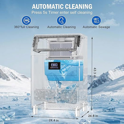 Commercial Ice Maker Machine 350 Lbs/24H, 60 Lbs Ice Bin, Undercounter Ice