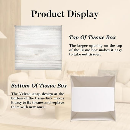 Bless You Tissue Box Cover Square, Decorative Tissue Box Holder for Bedroom Bathroom Kitchen Office Vanity Countertop, Leather Facial Paper Organizer Dispenser -06