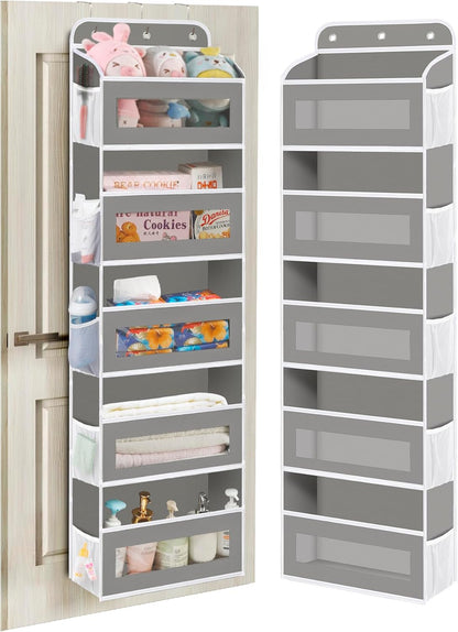 Over The Door Organizer, 5 Shelves Closet Door Hanging Organizer with 10 Mesh Pockets, Nursery Closet Organizer, Baby Essentials, Dorm Room Essentials for Girls