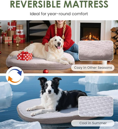bilypaws Orthopedic Dog Bed for Large Dogs, Pet Sofa Bed with Egg Crate Foam, 4-Sided Bolster, Removable Washable Cover & Anti-Slip Bottom, XX-Large Calliste Green