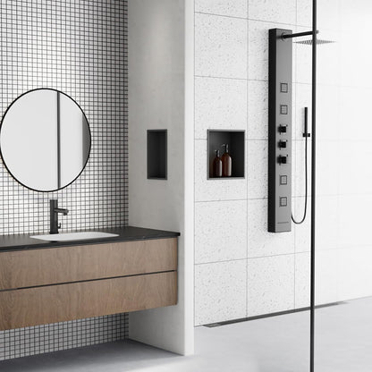 Achelous Stainless Steel Insert Shower Niche 12" X 12", No Tile Needed, Recessed Shower Shelf Organizer, Matte Black