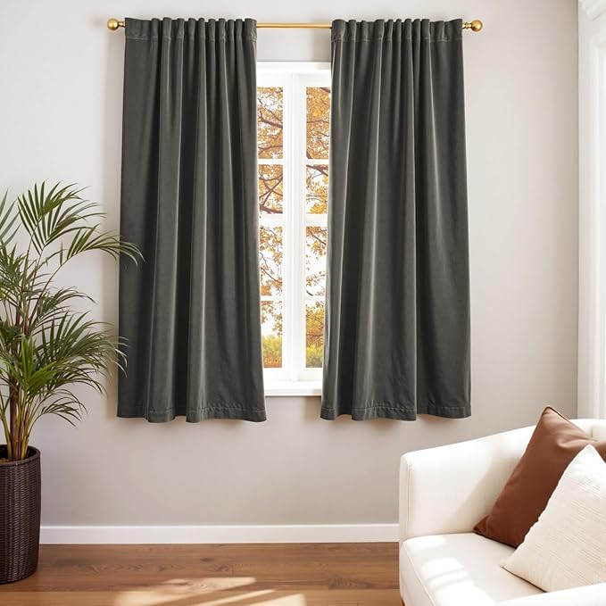 Lazzzy Velvet Blackout Curtains Thermal Insulated Room Window Drapes Super Soft