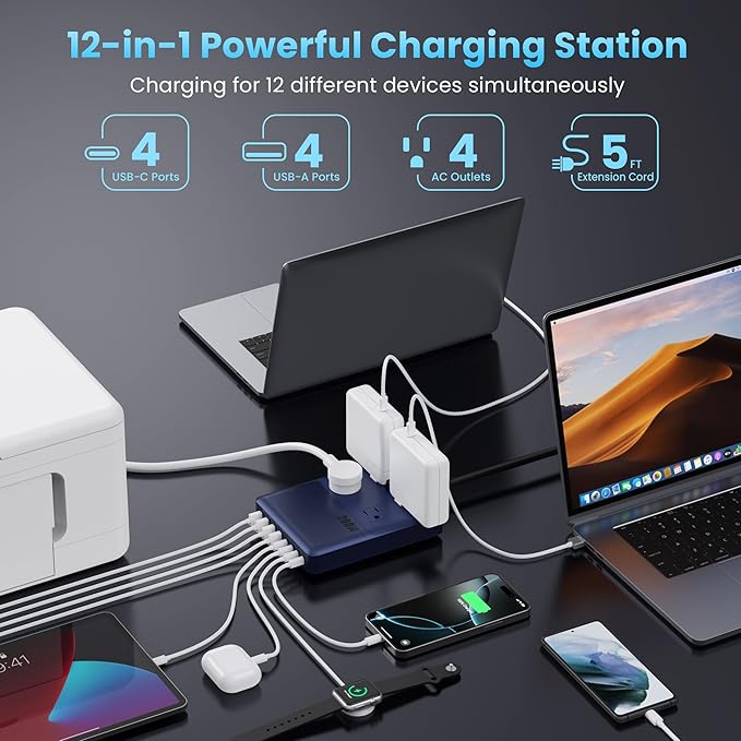12-in-1 Charging Station USB C Power Strip