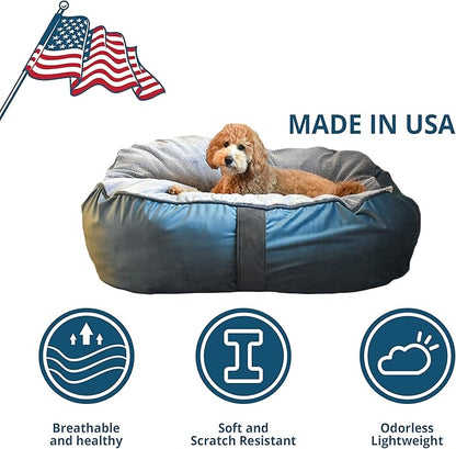 COZY ONE - MIA Collection-DEEP Comfort - Ultra-deep Orthopedic Pet Beds with Non-Slip Bottom, Removable and Washable Velvet Cover, Made in USA, Blue/XL, 42x36x12 Inch