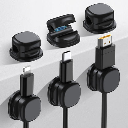 AhaStyle Spring Cable Organizer [1s Lock] 6 Pack Cord Cable Holders Clips Strong Adhesive Cable Cord Keeper [Smooth Adjustable] Hide Wire Cord Organizer for Nightstand Kitchen Car Office (Black)