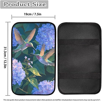 Flower Hummingbird Thin Car Armrest Pads Auto Armrest Box Cover Comfortable Middle Storage Organizer Pad Universal Style Car Accessories Decor