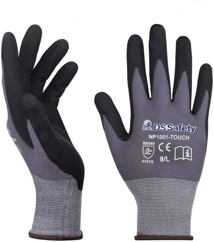 NP1001 Safety Work Gloves Comfort Stretch Fit Power Grip Smart Touch Durable Foam Coated