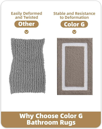 Color&Geometry Bathroom Rugs, Water Absorbent and Quick Dry Microfiber Bath Rugs-16"x24", Non-Slip, Machine Washable, Extra Soft Plush Bath Mats for Bathroom, Laundry Room, Dark Beige White