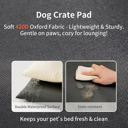 SOMAHE Dog Bed for Dog Crate Oxford Puppy Crate Pad Waterproof Pet Beds Outdoor Cage Mat Easy Rinse Black 36×23×3 Inch