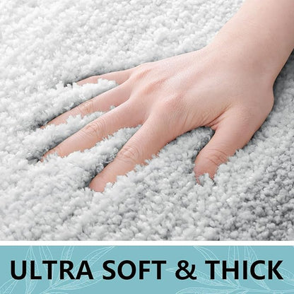 Arotive Microfiber Bathroom Rugs, Shaggy Soft and Absorbent Bath Rug, Non-Slip, Thick Plush Machine Washable Dry Bath Mats for Bathroom, Tub and Shower, 47x24, Light Grey, Rectangular