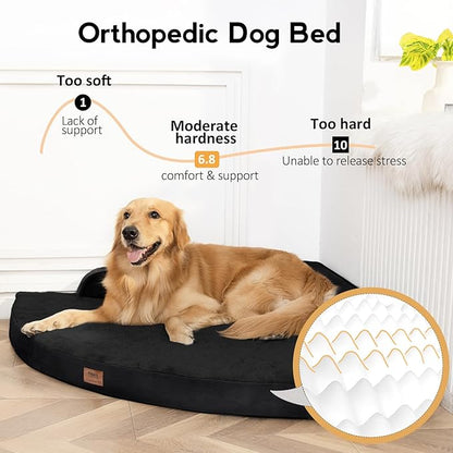 MEKIY Large Orthopedic Dog Bed with Sides XXXL Dog Beds with Removable Washable Cover Non-Slip Waterproof Pet Bed for Extra Large Dogs - Black XXXL
