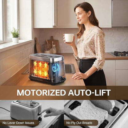 Mecity 2 Slice Toaster with Touch Screen & Auto Lift, Stainless Steel