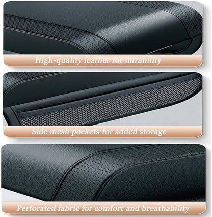Car Armrest Cushion for Infiniti QX80 2004–2019 2020 2021 2021 2022 2023 2024, PU Leather Center Console Pad with Storage Pockets, Auto Arm Rest Support Protector for Cars, SUVs & Trucks