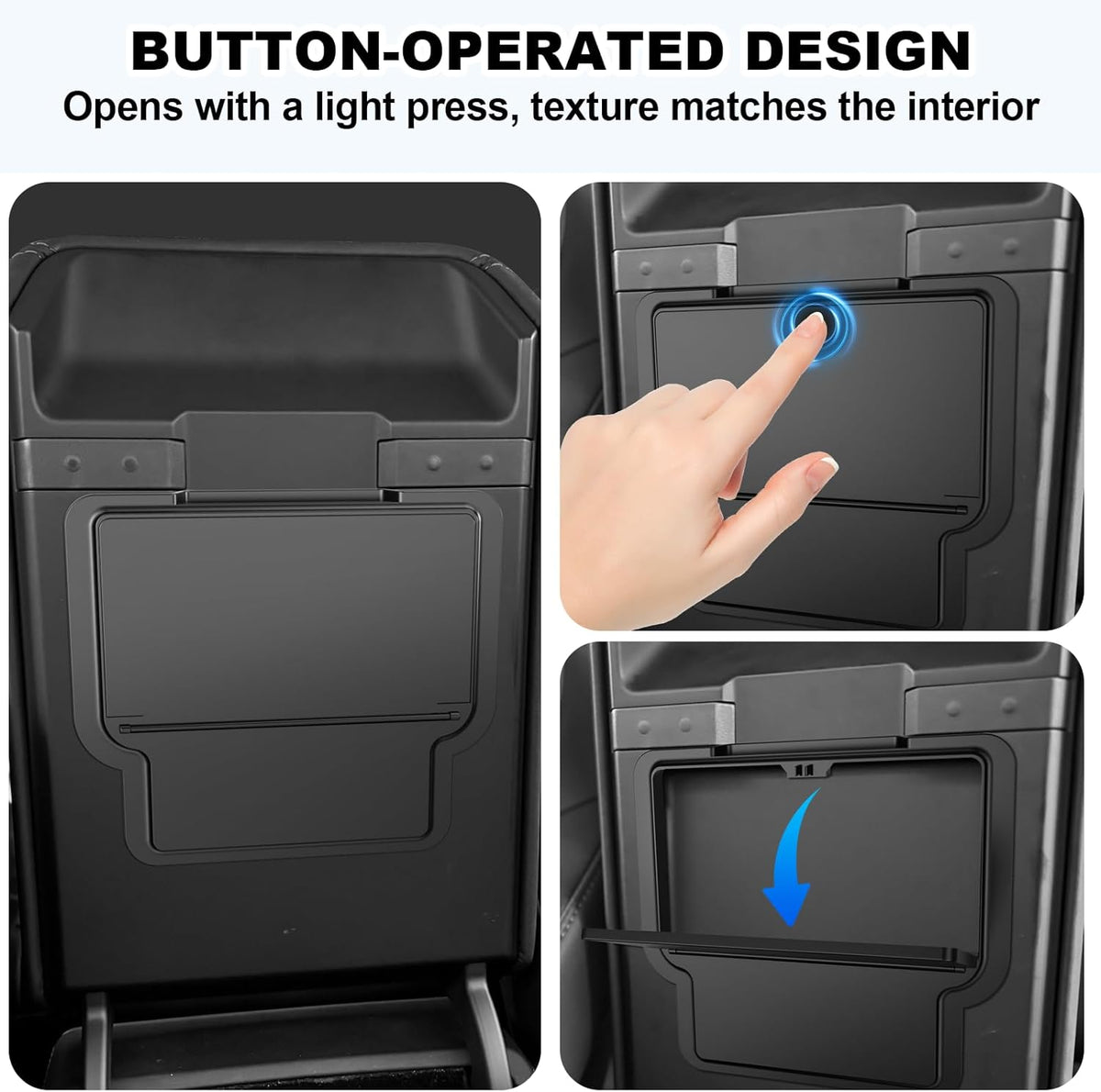 6PCS Upgraded Center Console Organizer for Tesla Model 3 Highland 2024 2025 & Model Y Juniper 2025 Accessories [Smooth Sliding] Armrest Tray Hidden Storage Box Cup Holder Webcam Cover