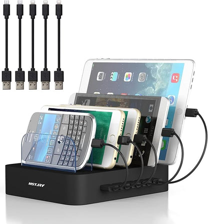 MSTJRY Charging Station for Multiple Devices : 5 Port Multi USB-A Charger