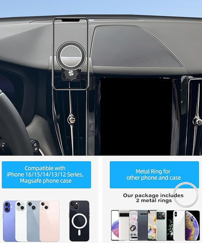 Magnetism Car Phone Holder for Volvo XC60 2018-2025 Accessories Compatible with MagSafe Hands-Free 360 Degree Rotation Adjustable Cell Phone Mount Does Not Affect Air Vent