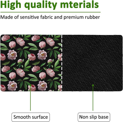 Beautiful Flower Pink Peonies Gaming Mouse Pad XXL Large Desk Mouse Pad Keyboard Mat with Stitched Edges Waterproof Non-Slip Desk Mat for Laptop,Keyboard,Computer 35.4 * 15.7 Inch